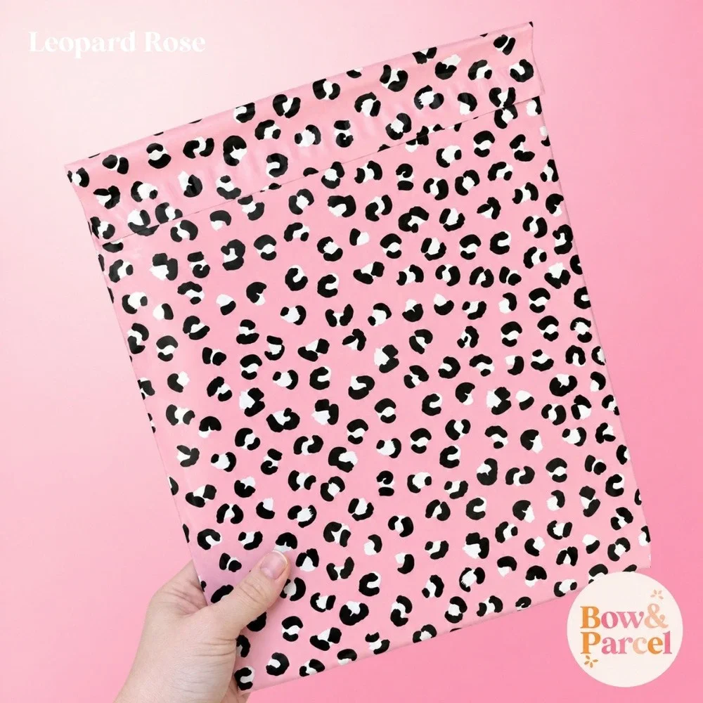 Leopard Rose 10x13 Cute Poly Mailers Shipping Bags 25 Pack Waterproof